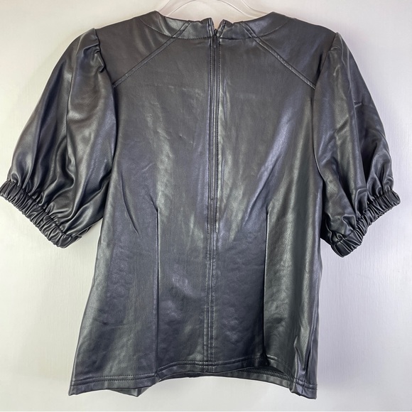 NWT 7 for All Mankind Short Sleeve Faux Leather Top Sz: XS - Picture 7 of 14